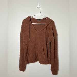 Beyond Yoga Teddy Fleece Pullover Sweater Hooded XS‎ Oversized Brown Classic